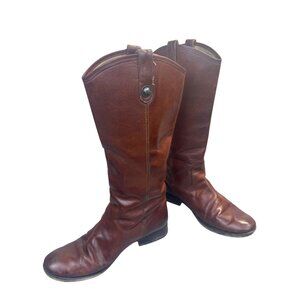 Frye Tan Leather Riding Boots 9.5B Tall Knee High Equestrian Boots Button